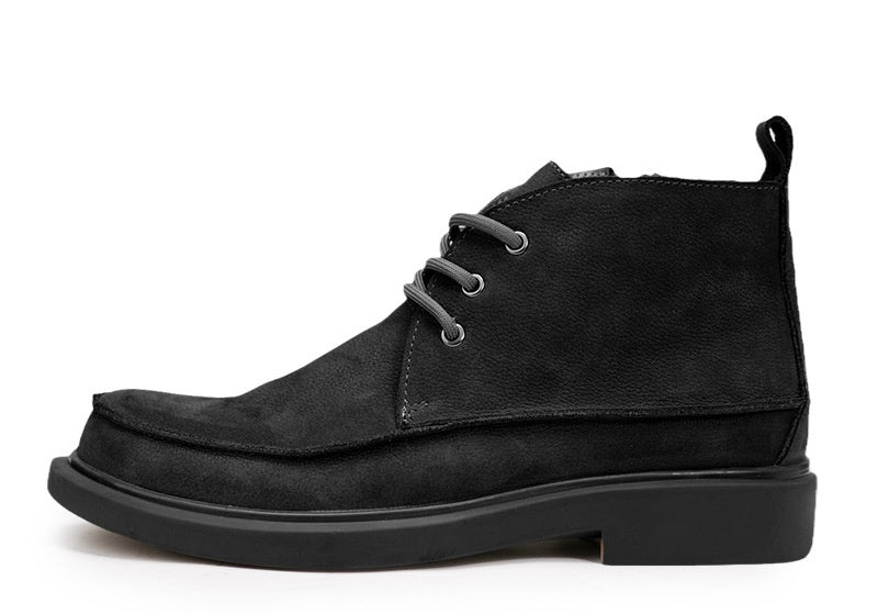 Genuine Leather Lace up Zipper Boots