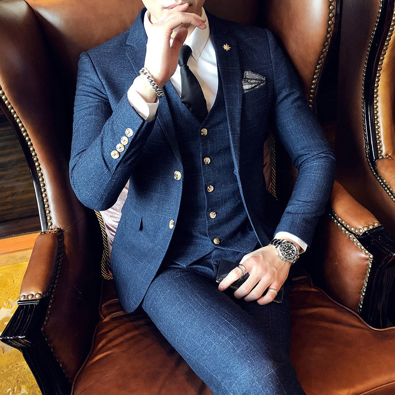 Interlining Slim-fit Single Breasted Three-Piece Suit