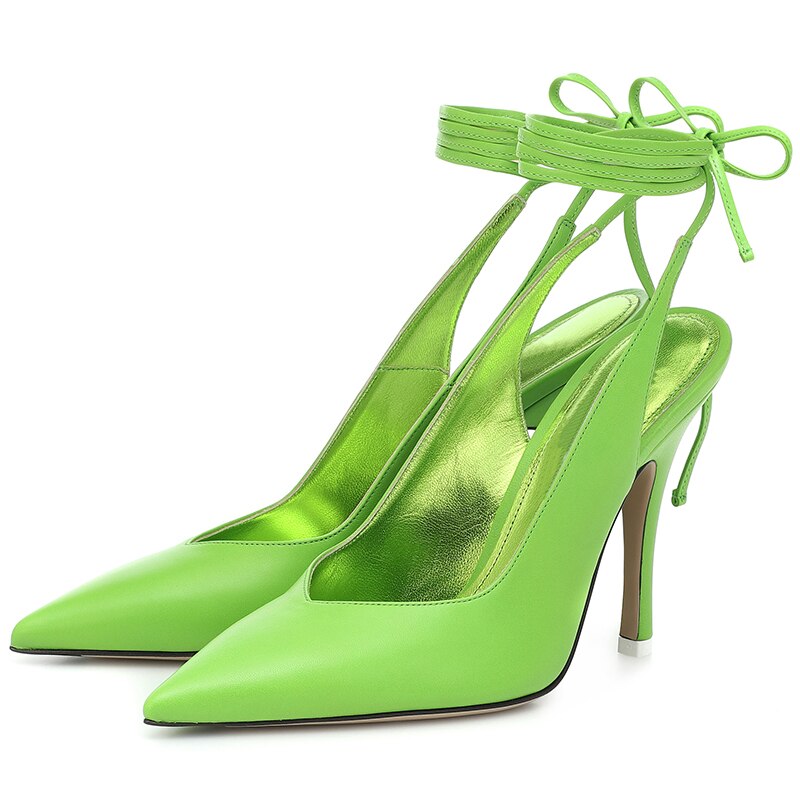 Lace-Up Rome Silk Pointed Toe High Heels