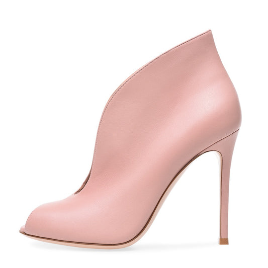 Open Toed Fish Mouth Ankle Boots