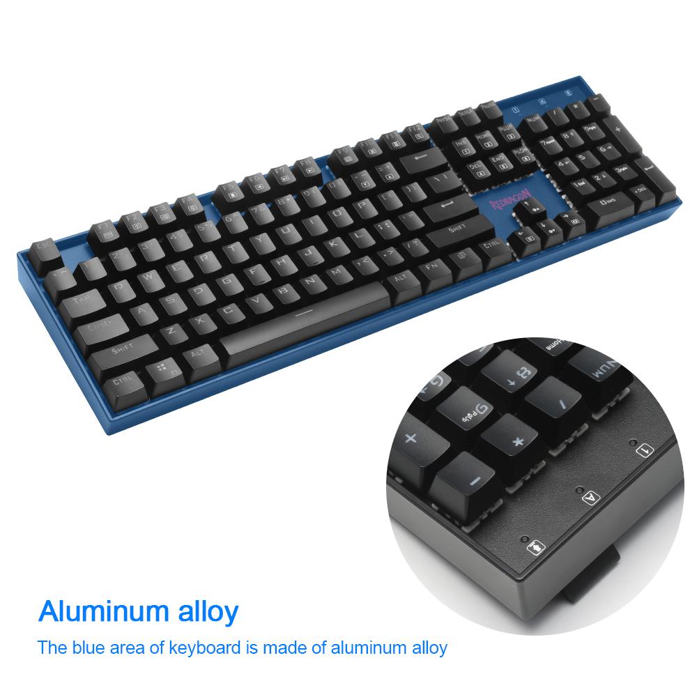 Redragon USB Mechanical Ergonomic RGB LED Gaming Wired Keyboard