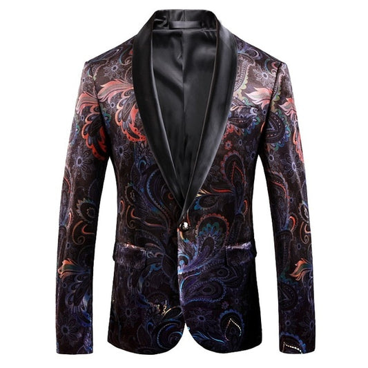 Luxury Print Shawl Collar Blazer