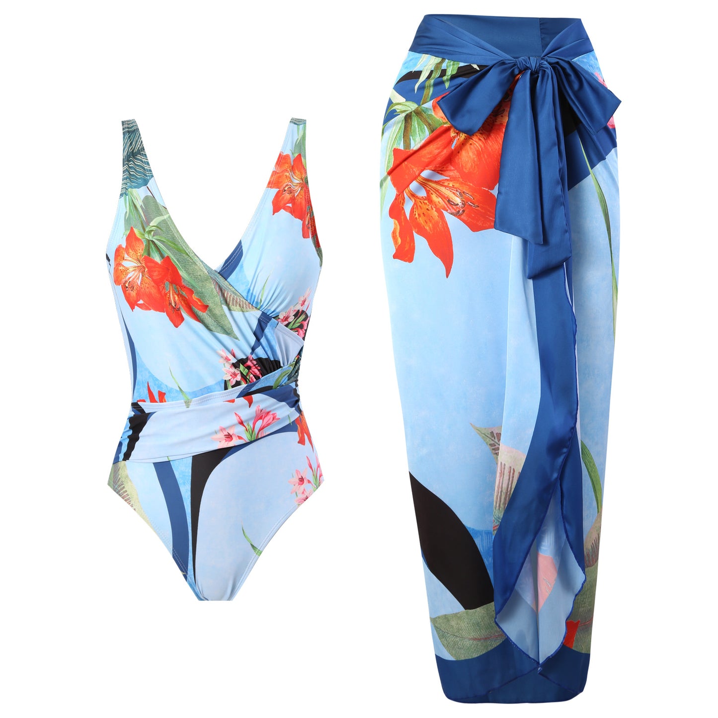 Floral Retro Conjoined Bikini Set