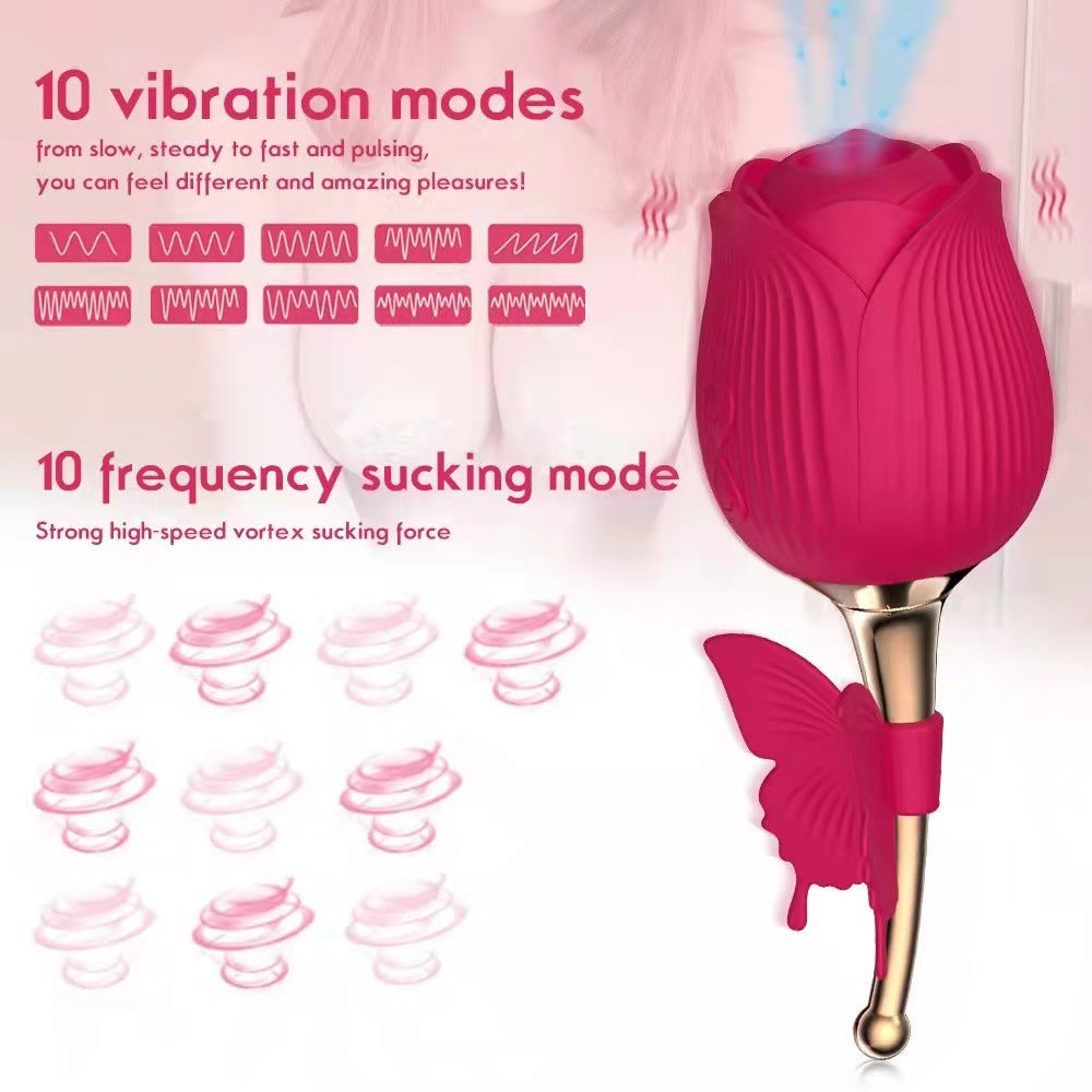 Rose 10 Speed Cute-Vibrator-Massager-Sucking-Licking-Sucker