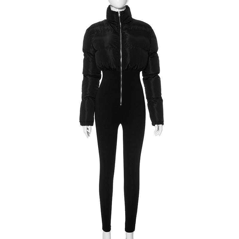 Elastic Slim Fit Short Jacket Jumpsuit