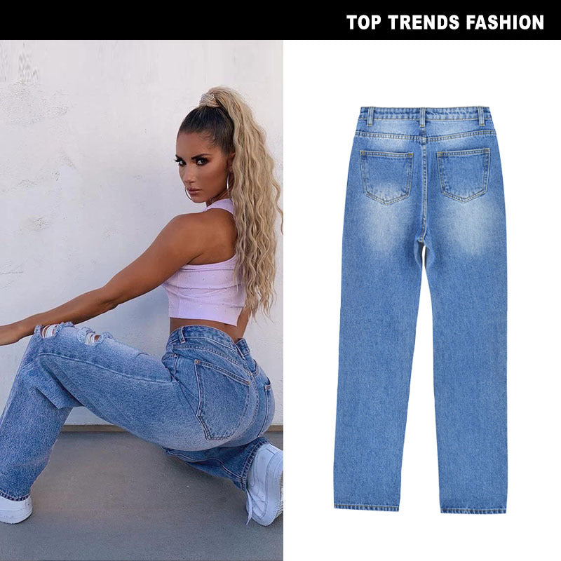 High Waist Straight Loose Daddy Jeans