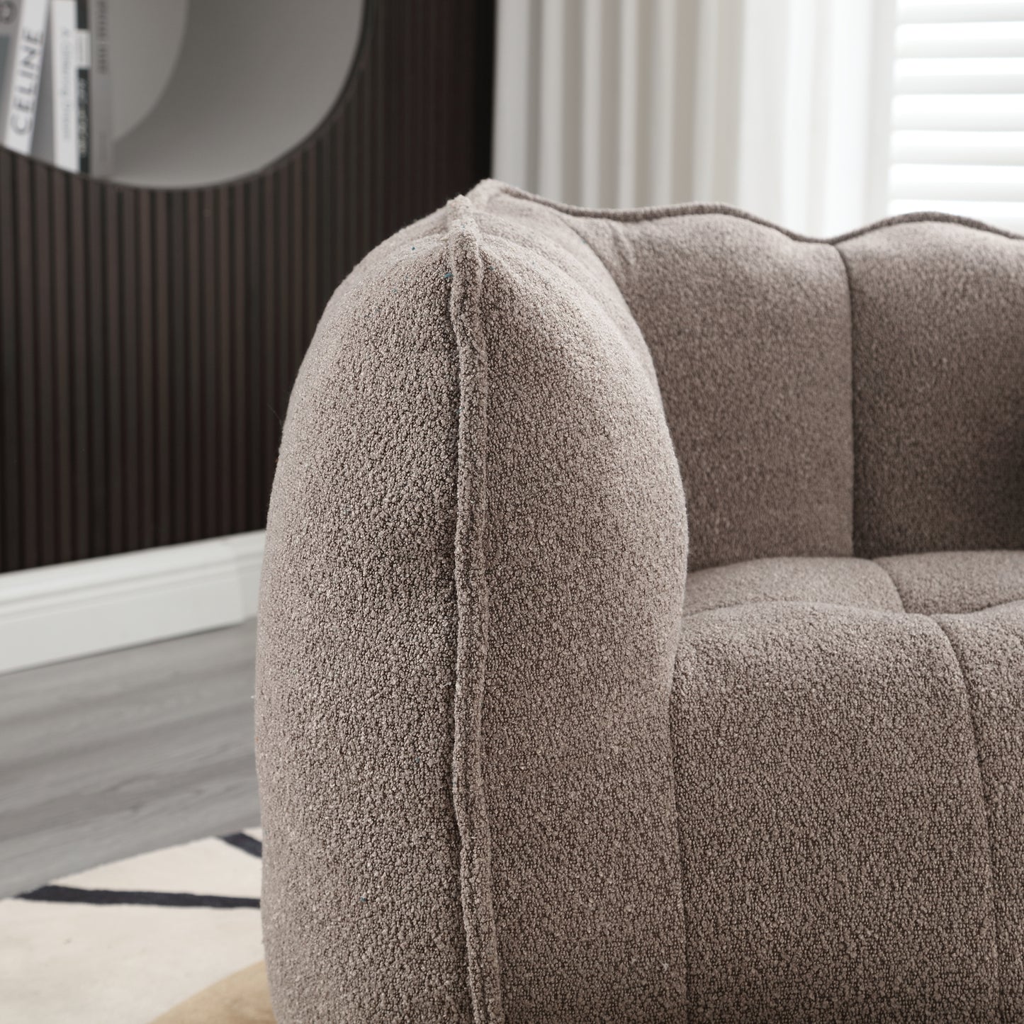 Soft Bean Bag Chair with Footstool - Coffee