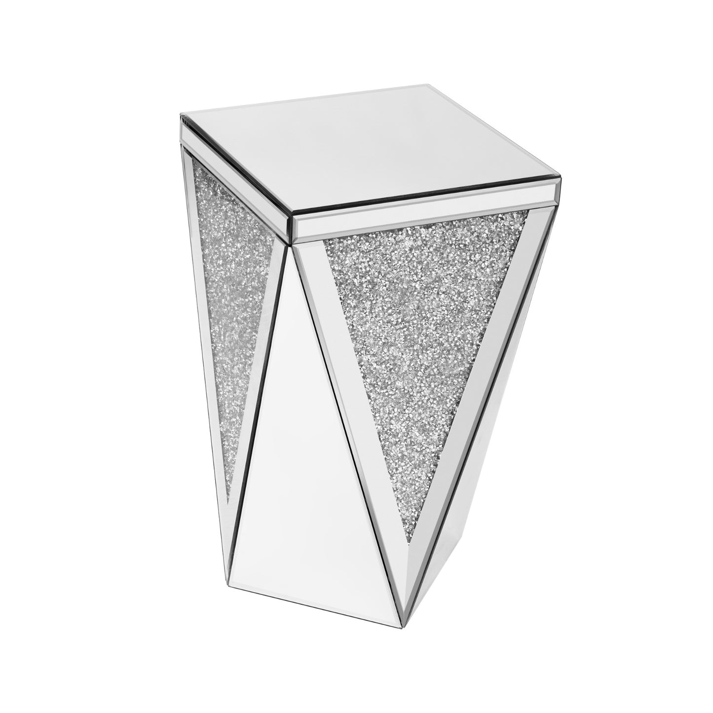 U-Can 13.8'' Silver Square Mirrored End Table