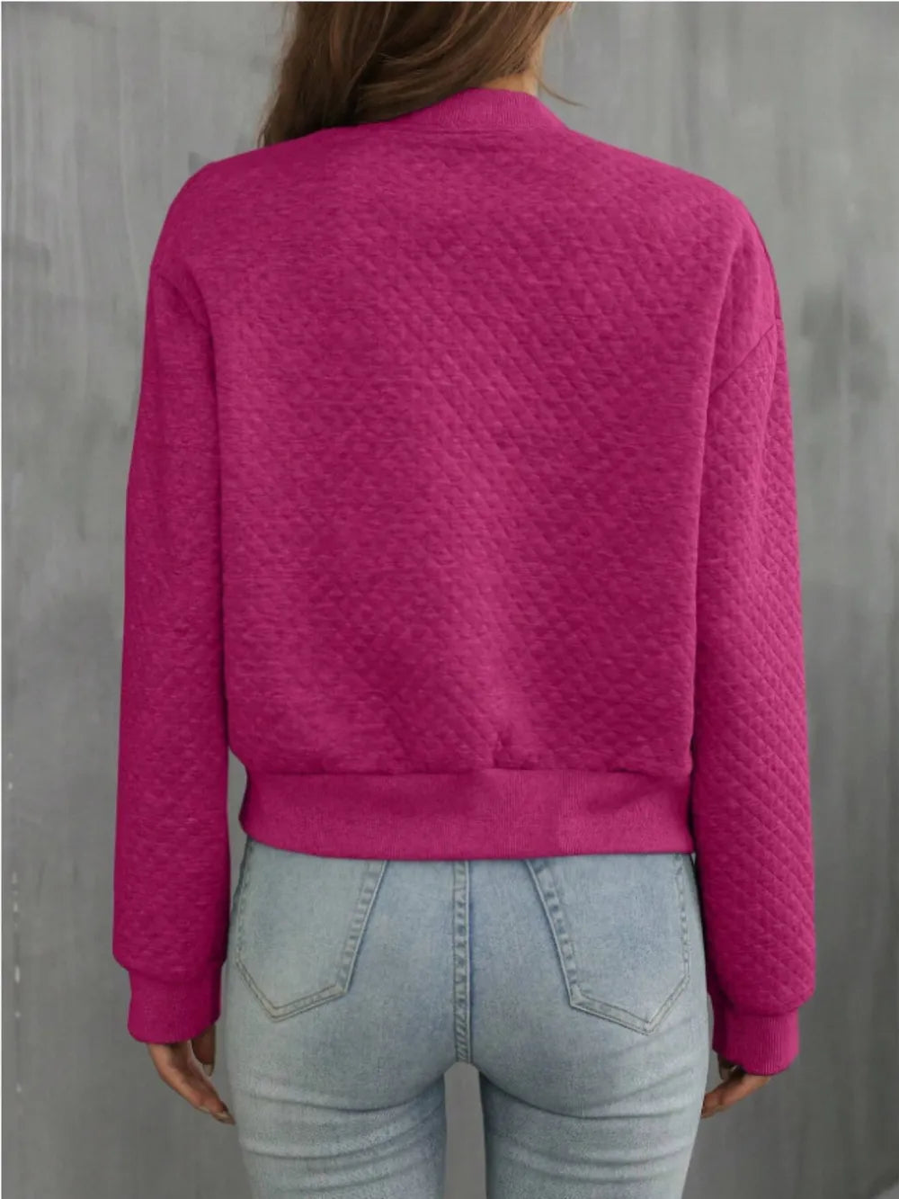 Zip Up Long Sleeve Bomber Jacket