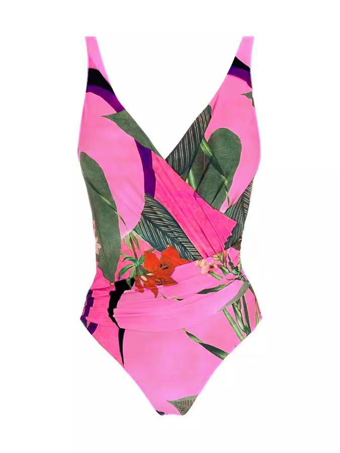 Floral Retro Conjoined Bikini Set
