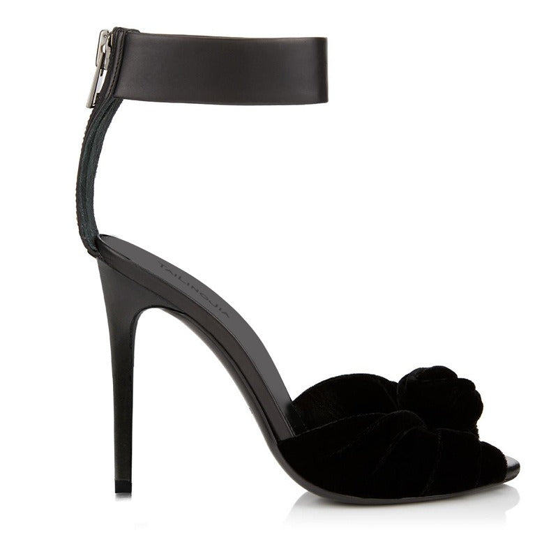 Red & Black Velvet Knotted High Heels