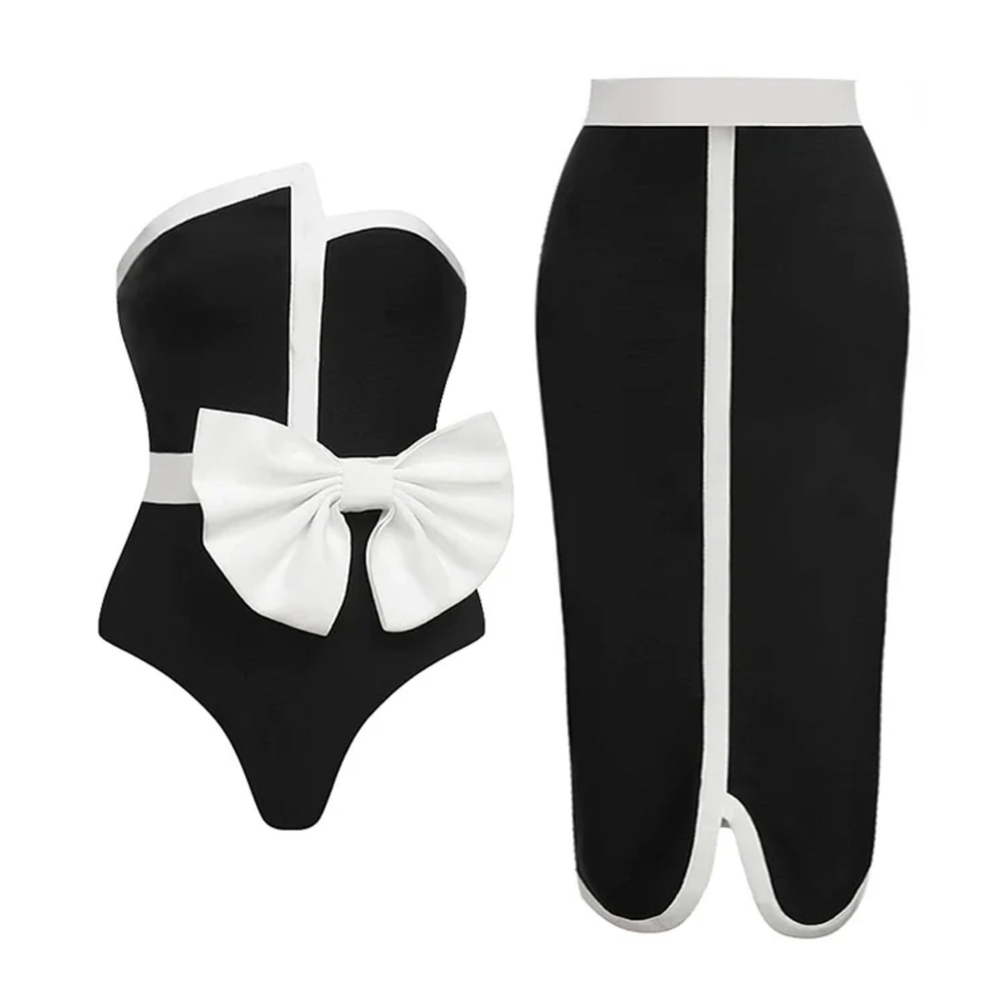 Large Bow One Piece Bathing Suit Set