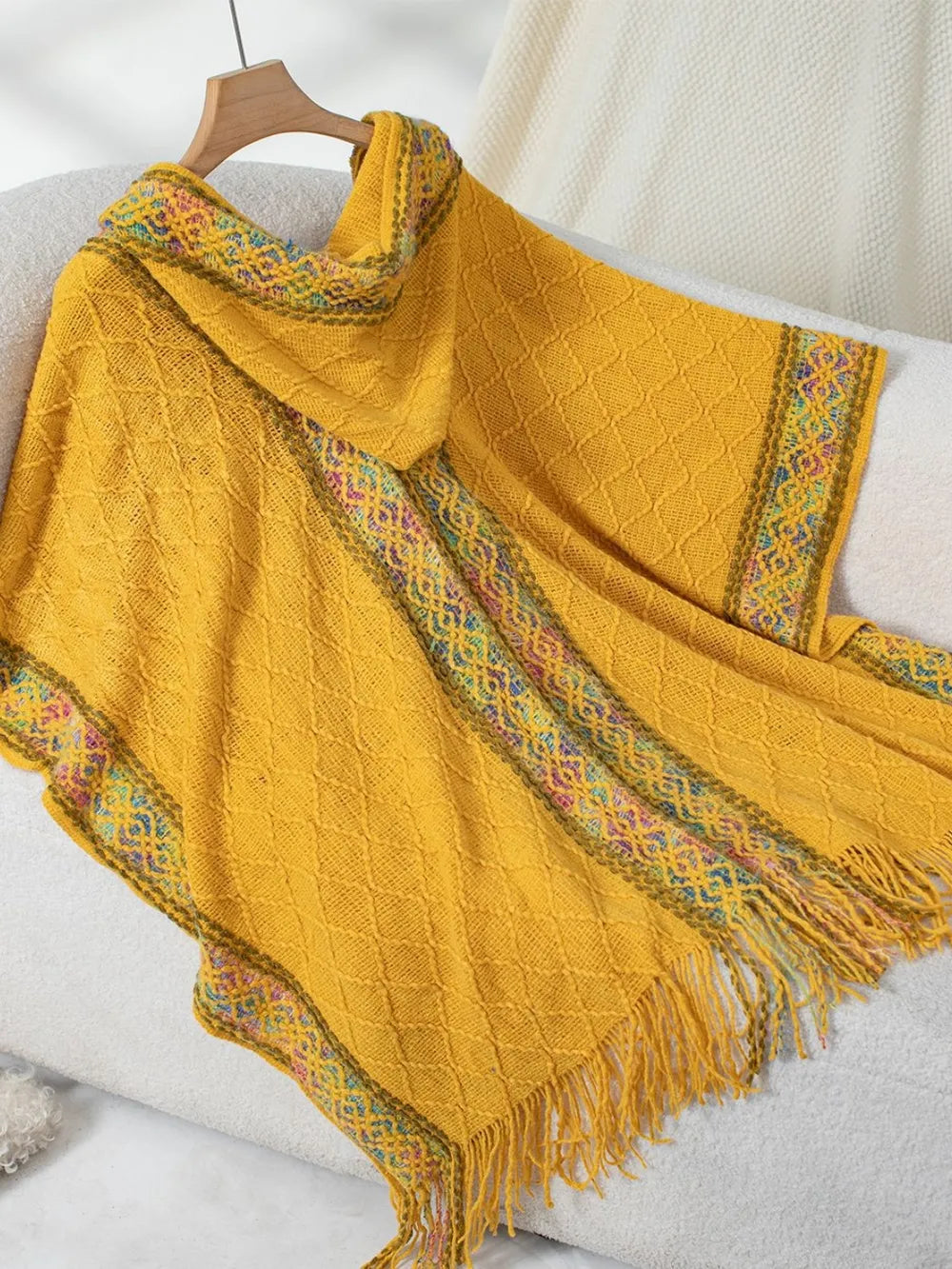 Hooded Tassel Cloak Sweater Shawl