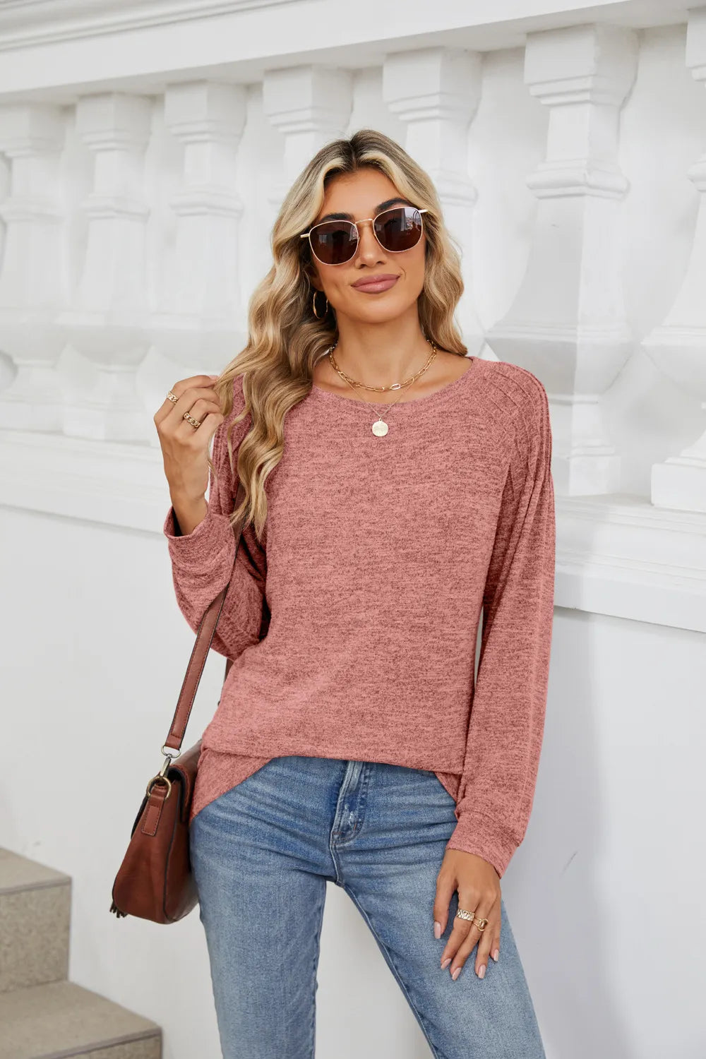 Round Neck Loose Drawstring Sweater