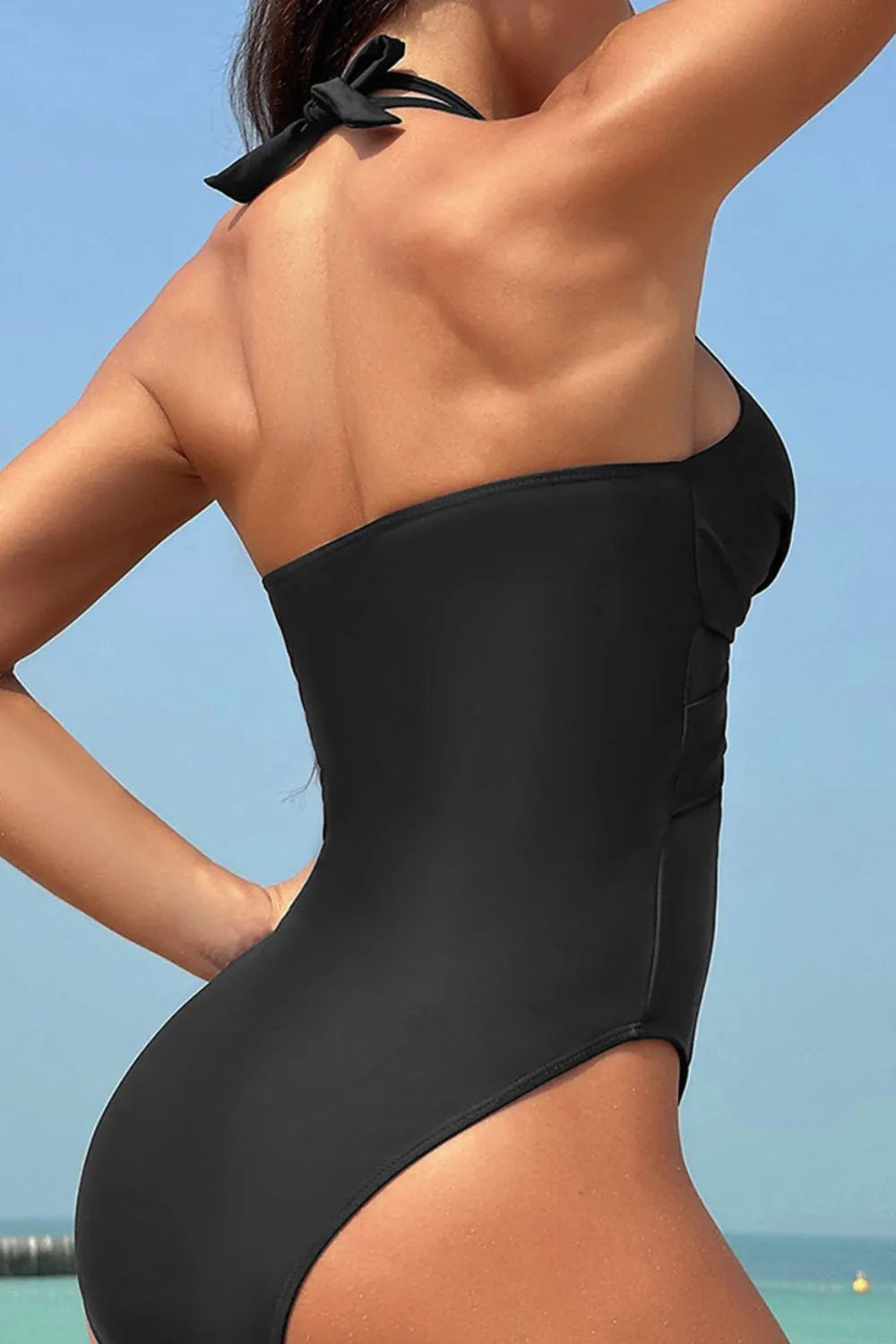 Crisscross Halter Neck One-Piece Swimsuit