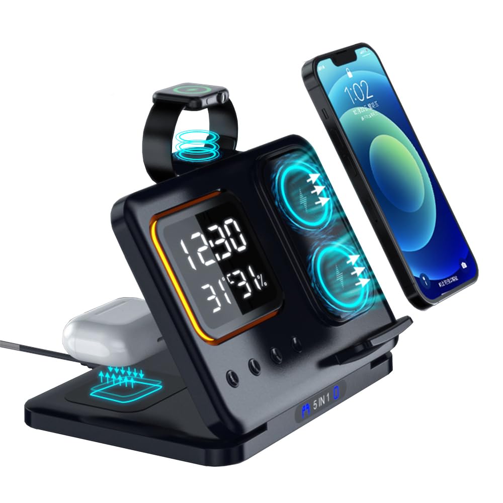 15w Fast Charging 5 in One Tabletop Wireless Charger