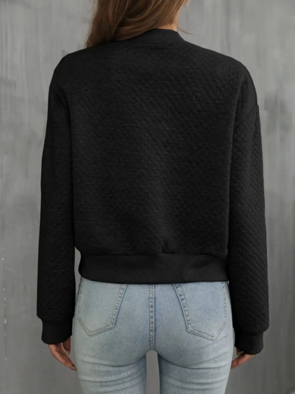 Zip Up Long Sleeve Bomber Jacket