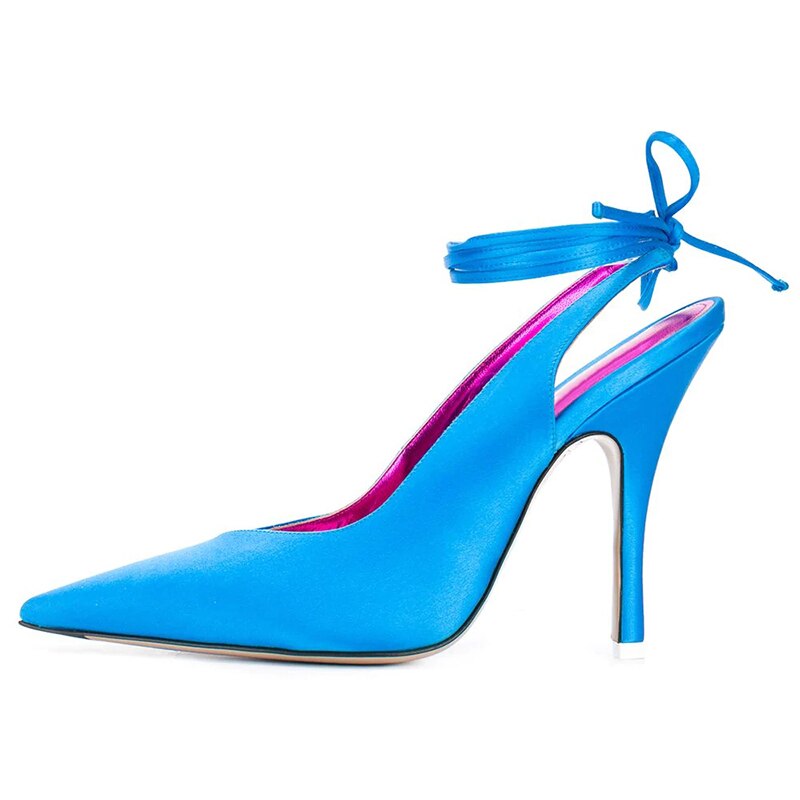 Lace-Up Rome Silk Pointed Toe High Heels