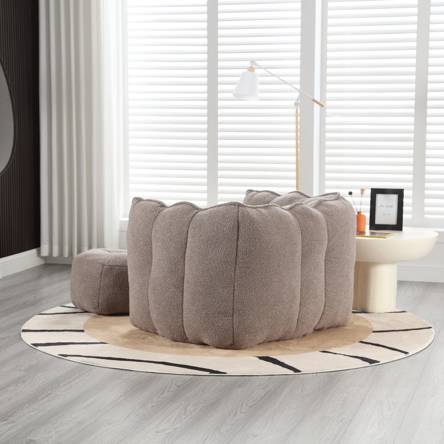 Soft Bean Bag Chair with Footstool - Coffee