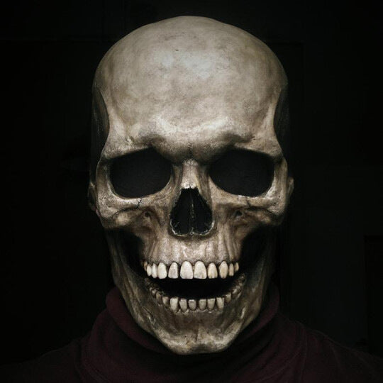 Full Latex Head Mask Halloween Horror Skull Movable Jaw