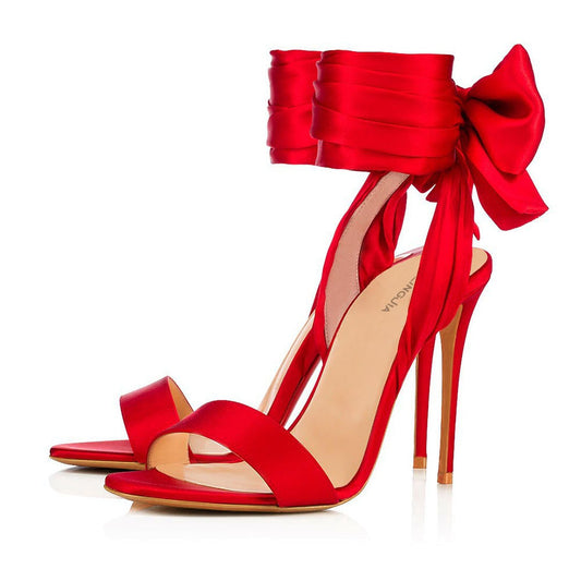 Red Ankle Bow High Heels