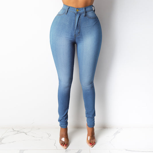 Denim High-Waist Slim Fit Pencil Jeans