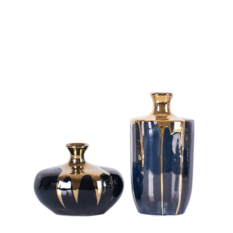 Creative Blue & Gold Modern Ceramic Vase