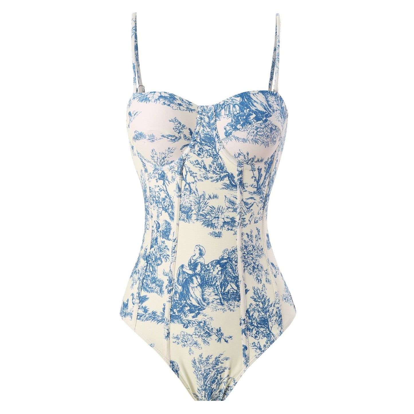 Floral One-Piece Spaghetti Strap Swimsuit Set