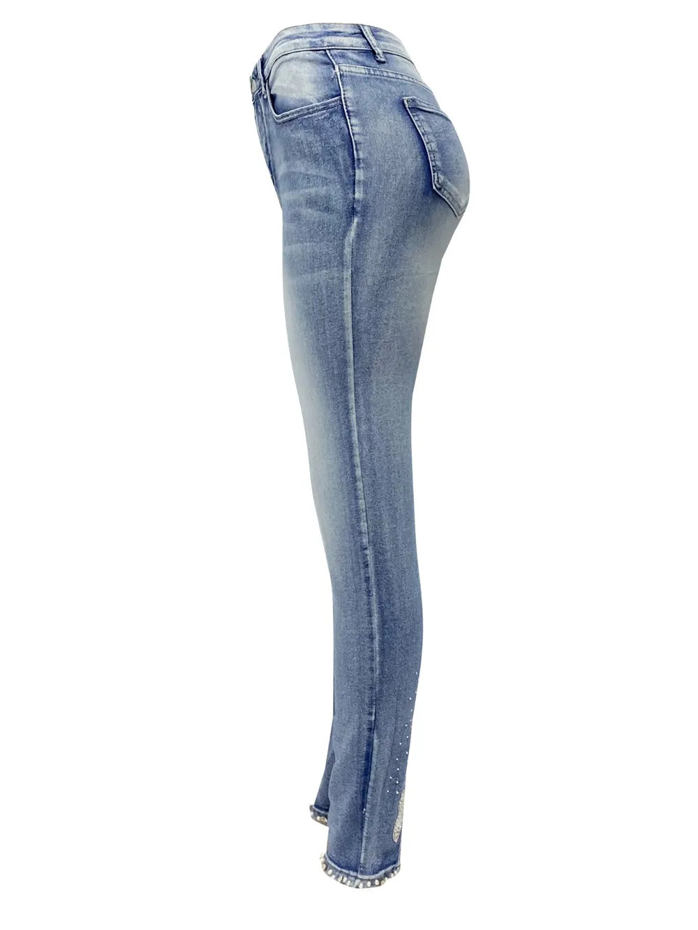 Washed Denim Nail Bead Jeans