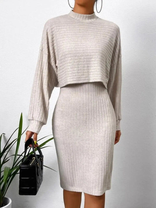Long Sleeve Top and Wide Strap Dress