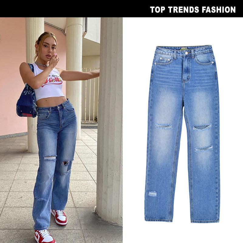 High Waist Straight Loose Daddy Jeans