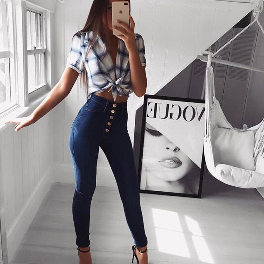High Waist Hip Lift Skinny Stretch Jeans
