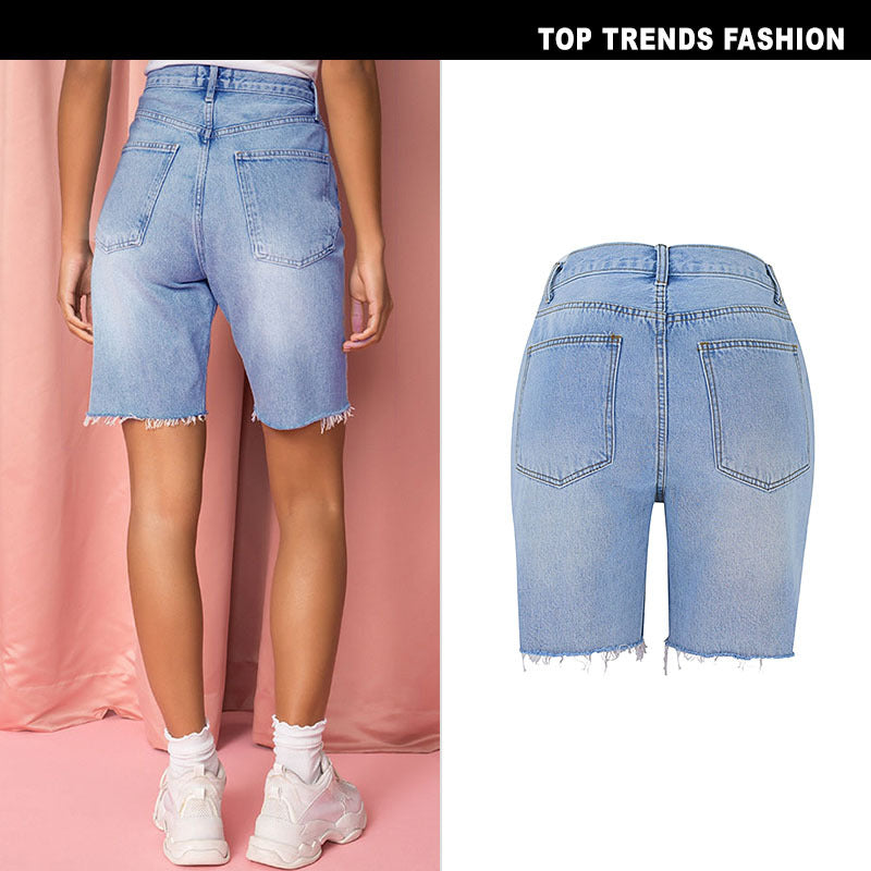 High Waist Denim Five Points No Stretch Jean Shorts
