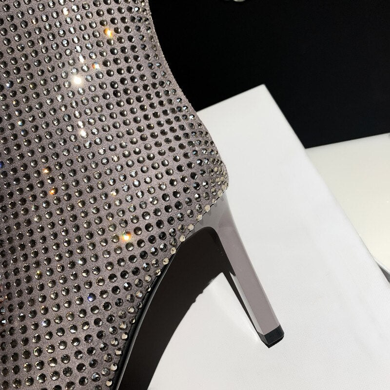 Sequins High Heel Zipper Boots