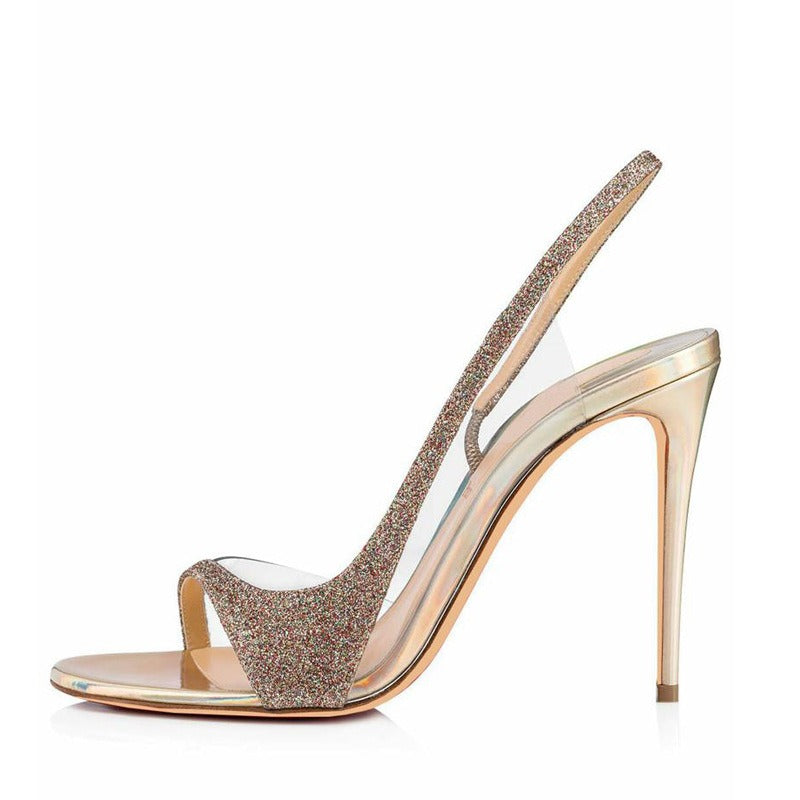 Gold Transparent Thin High Heels