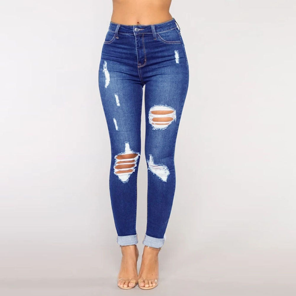 Ripped Distressed Tight Fit Jeans
