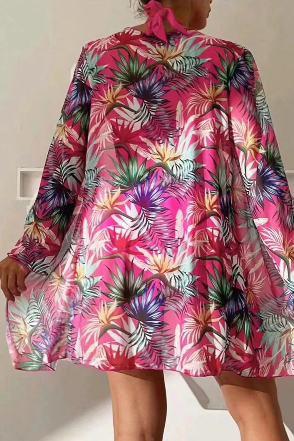 Floral Print Halter Neck Three-Piece Swimsuit