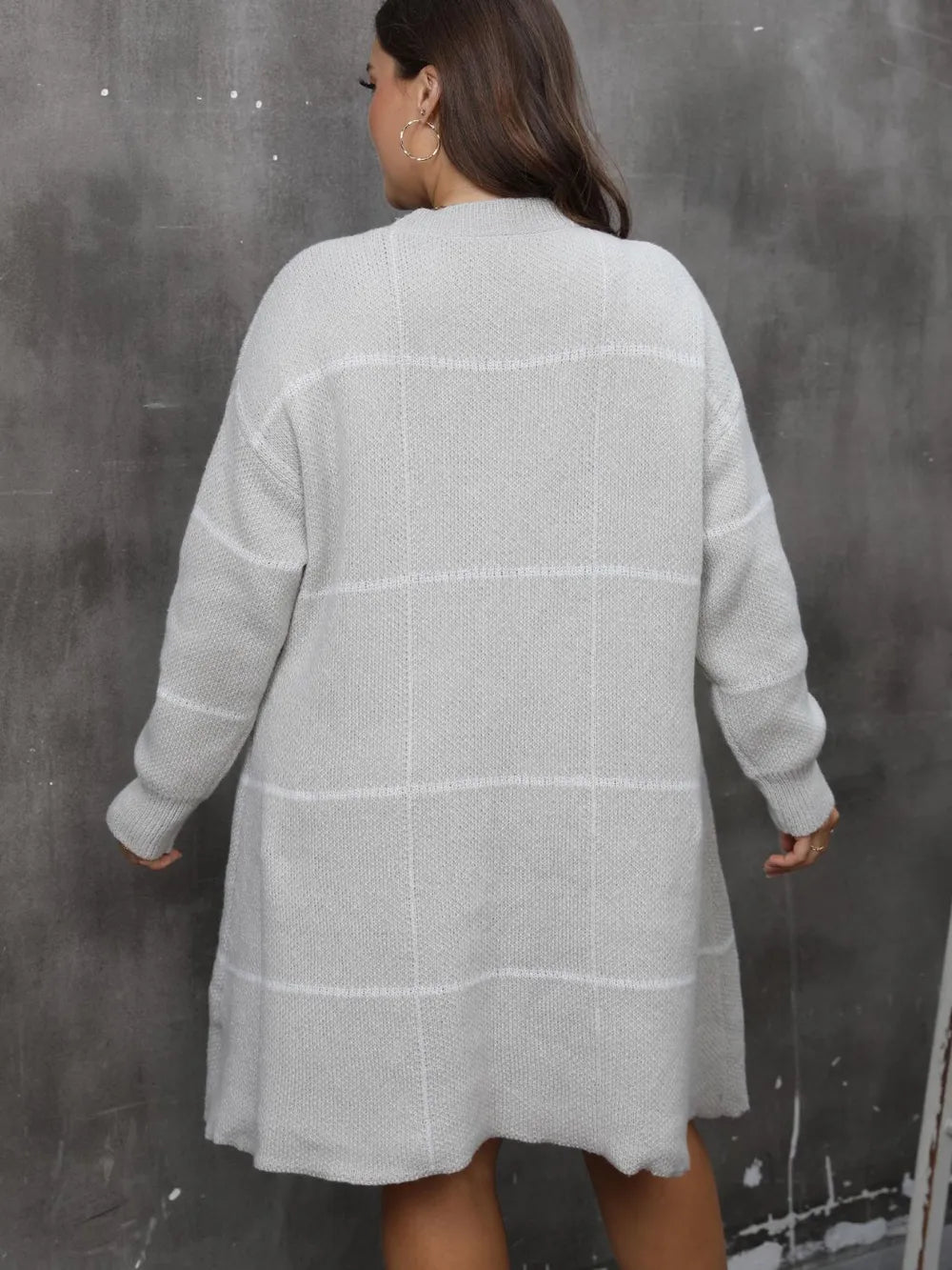 Round Neck Long Sleeve Sweater Dress - Plus Size