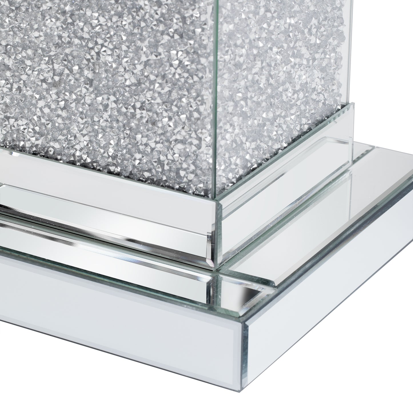 U-Can 11.8-inch Silver Square Mirror End Table with LED lights