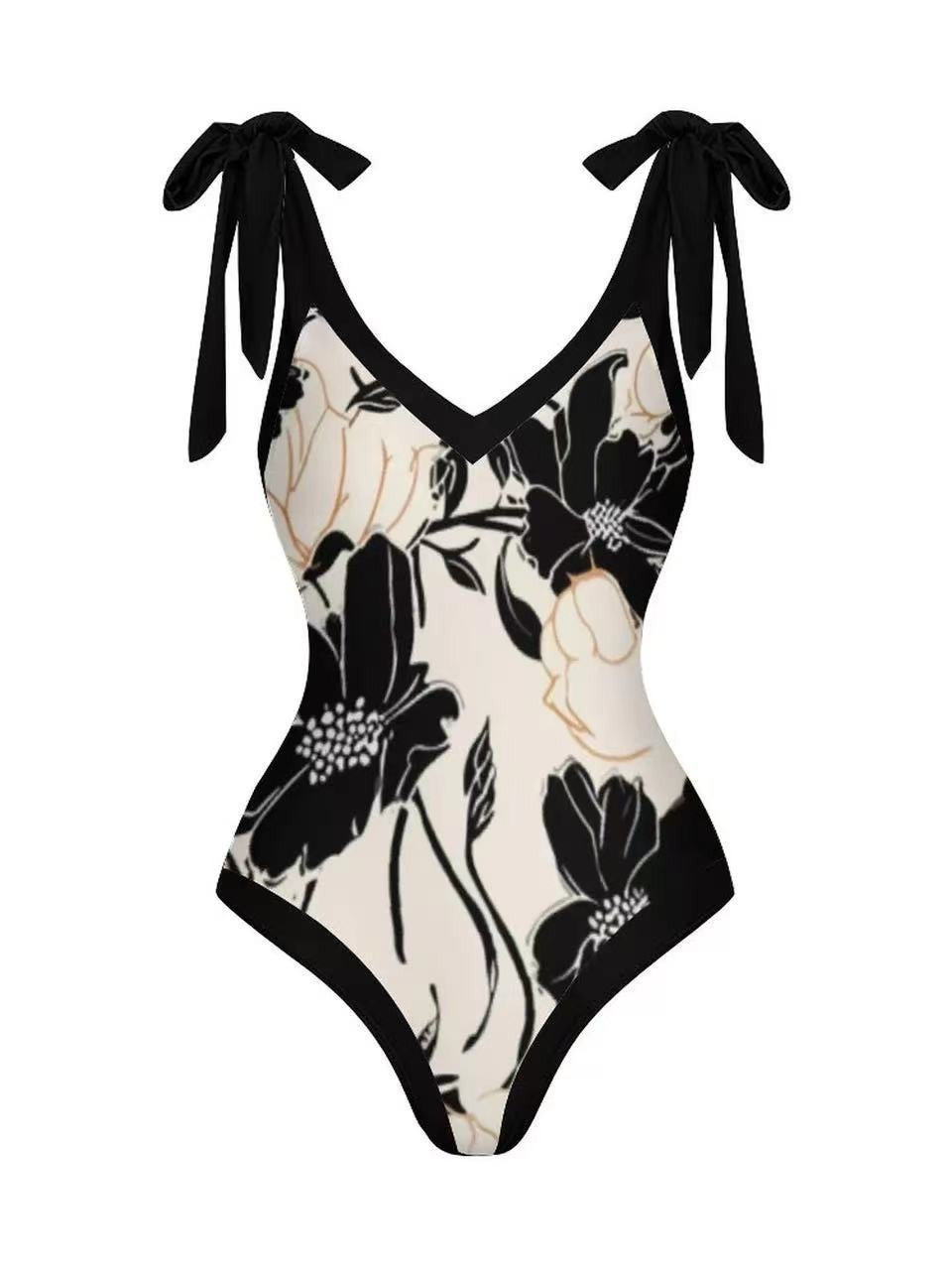 Shoulder Tie One-Piece Gauze Swimsuit Set