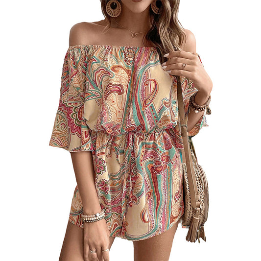 Off Shoulder Half Sleeve Romper