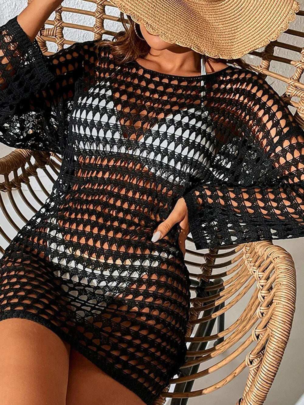 Knitted Pullover Long Sleeved Bikini Cover Up