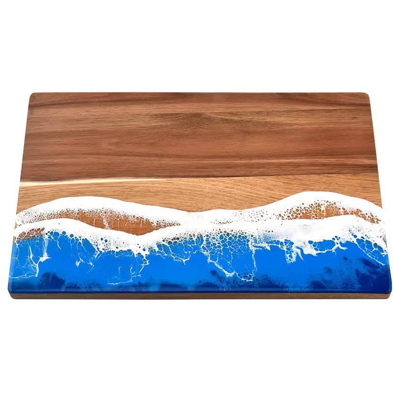 Wood and Resin Cutting Board Ocean Epoxy Resin Serving Cheese Board