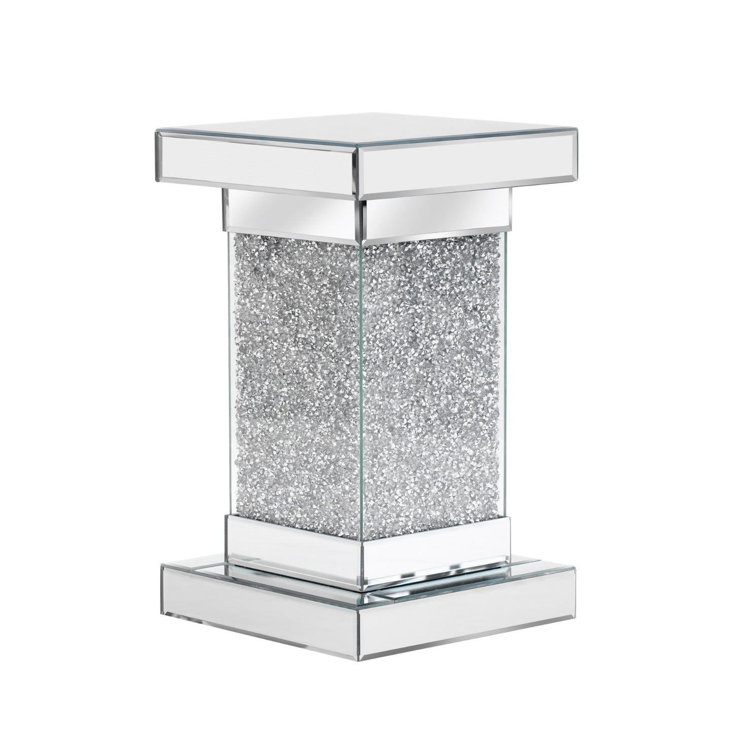 U-Can 11.8-inch Silver Square Mirror End Table with LED lights