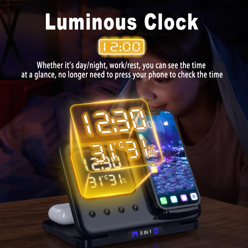 15w Fast Charging 5 in One Tabletop Wireless Charger
