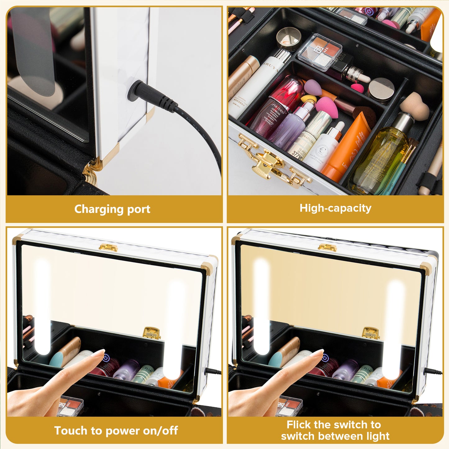 Portable Travel Makeup Case with LED Mirror