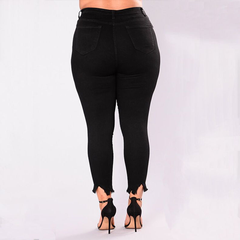 Mid Waist Black Jeans - Plus Size