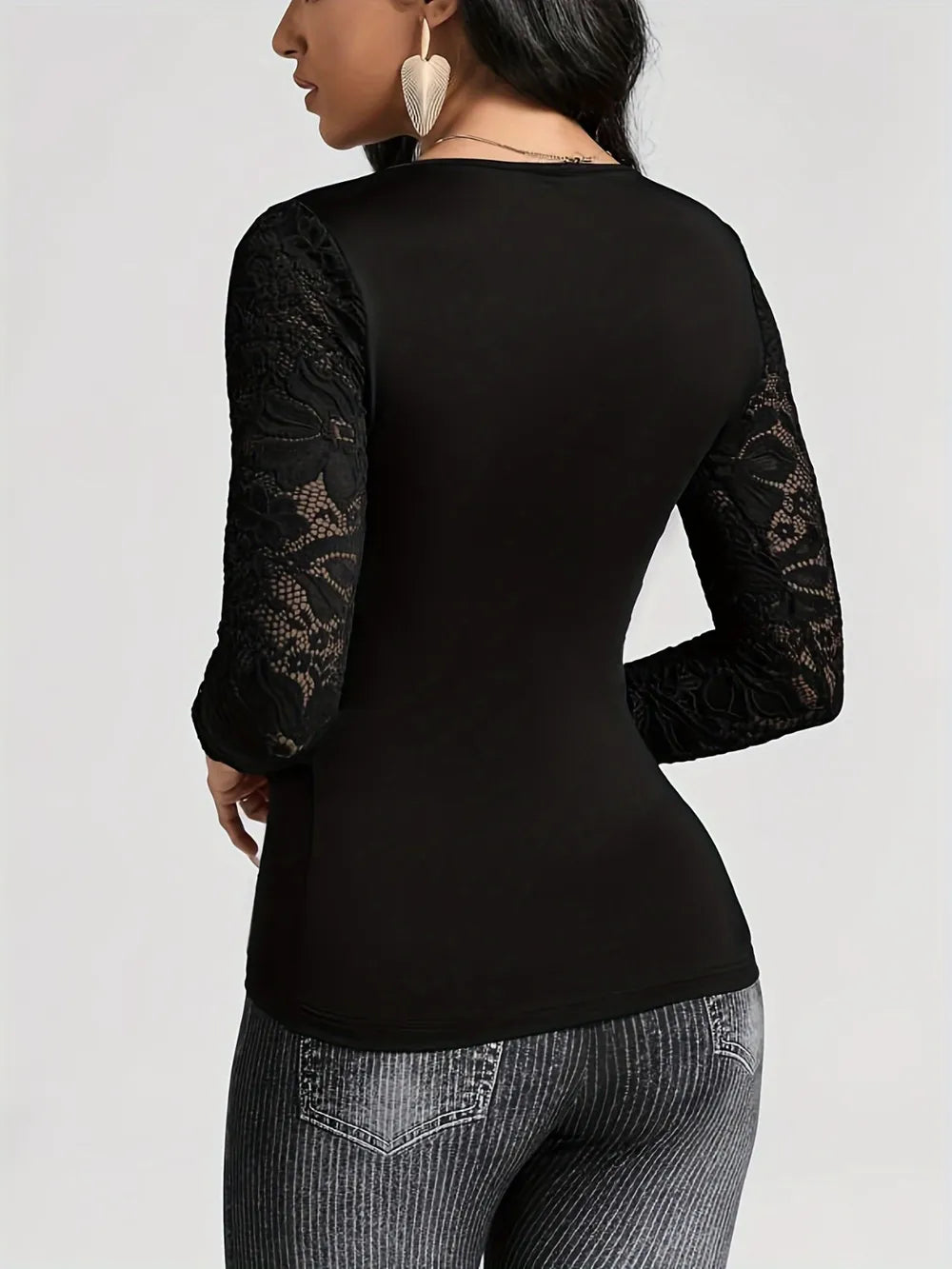 Cross Stitch Lace Sleeve Blouse