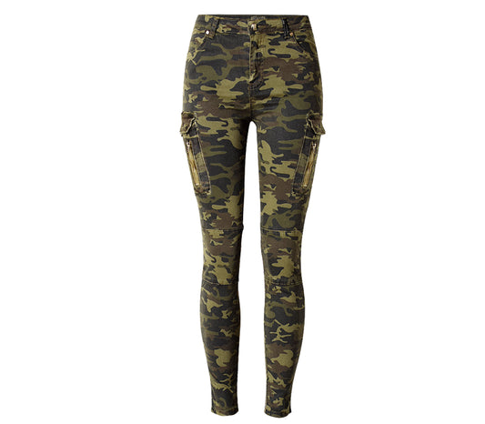 Mid Waist Stretch Slim Fit Camo Pants
