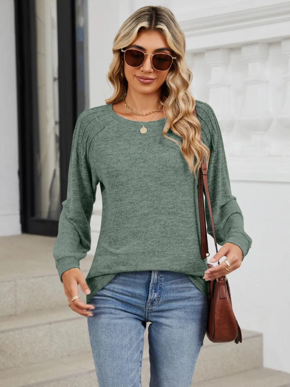 Round Neck Loose Drawstring Sweater